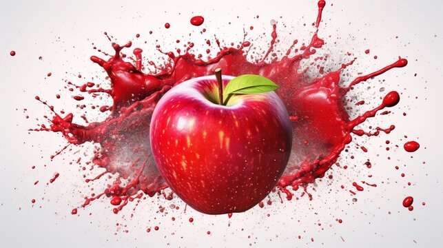 Fresh red apple art vector image in the style of splat.Generative AI