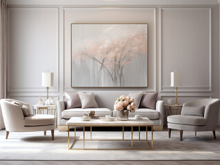 Fototapeta na wymiar beautiful living room with brown and gold decor
