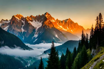 Foto op Plexiglas sunrise over the mountains © HotiGrapher