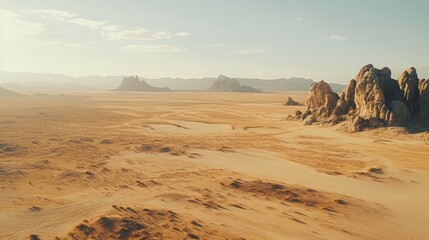 Fototapeta na wymiar Stunning Aerial Shot of Desert Landscape with Dramatic Shadows