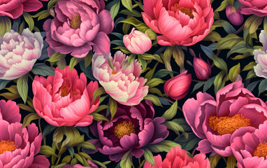 Hand-Painted Peony Floral Field Texture Pattern: Perfect for Covers, Fabric, and Designs
