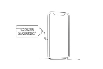 A promo smartphone. Cyber Monday one-line drawing