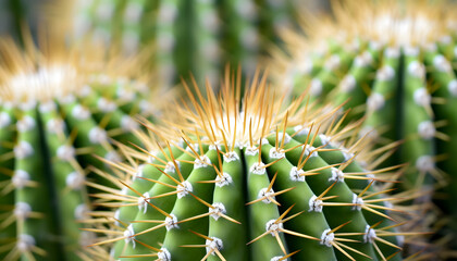 Naklejka na ściany i meble Nature's Defense: Closeup of Cactus Spikes Texture