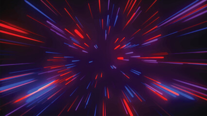 Background of zooming, looping neon lines.