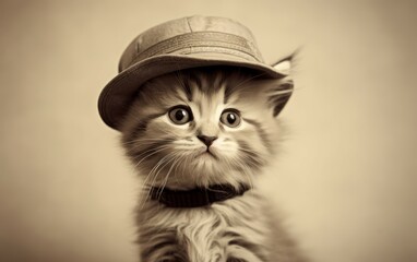 Kitten in a Vintage Hat