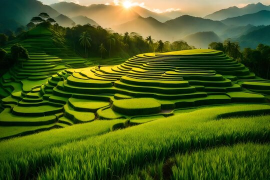 rice terraces in island 4k HD quality photo.