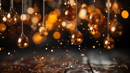 Fototapeta na wymiar Abstract Christmas Crystal lights decorations in new year winter background, AI generated