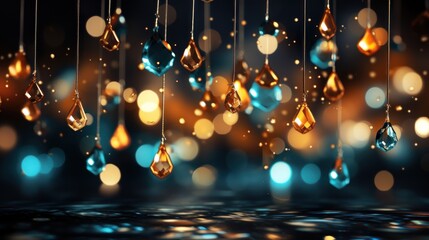 Fototapeta na wymiar Abstract Christmas Crystal lights decorations in new year winter background, AI generated
