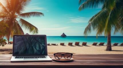 Serene Beach Setting: Embracing Remote Work from Exotic Location