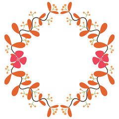 Autumn concept : illustration banner with hand drawn circle frame of autumn branches.