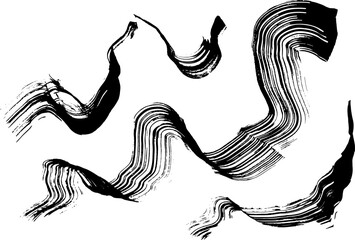 Grunge Dry Brush Ink Strokes Free Hand Set.