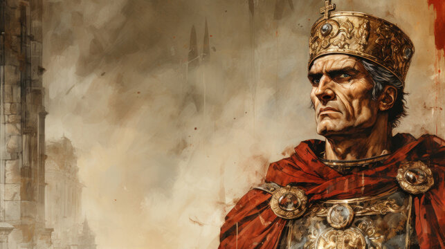 Background illustration of Constantine the Great the Roman emperor from paganism to Christianity Generative AI