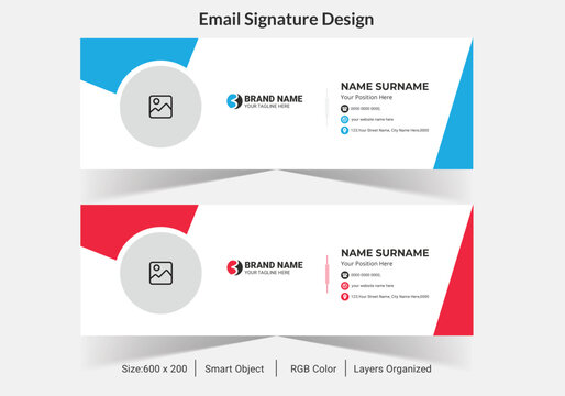 Email signature template design bundle. Corporate mail business email signature vector,professional creative modern Corporate email signature design.