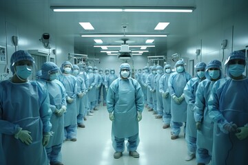 Medical Workers in High-Protection Gear Ready for Epidemic Response - obrazy, fototapety, plakaty