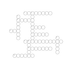 Blank crossword puzzle grid, empty template circles to fill in for riddle, educational or leisure game, ready to be used for making any word puzzle