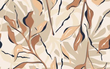 Gardinen Pflanzen Muster  Modern botanical seamless pattern in beige colours  © Tatiana