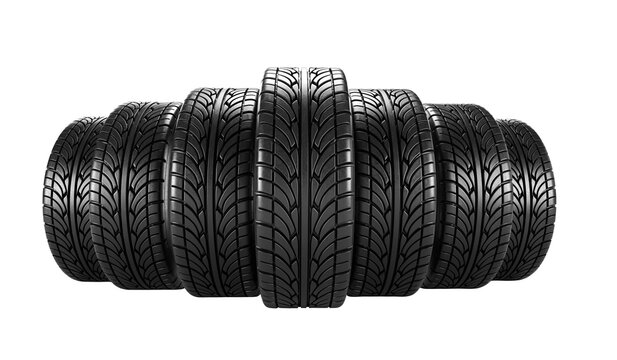 Seven car tire on white background pngimage