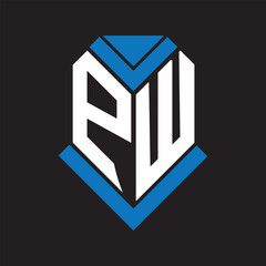 PW letter logo design on black background. PW creative initials letter logo concept. PW letter design.
