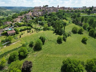Fototapeta na wymiar .Belves town Dordogne France drone,aerial low angle