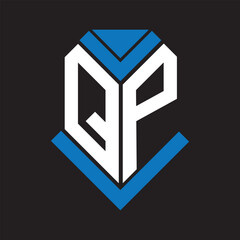 QP letter logo design on black background. QP creative initials letter logo concept. QP letter design.
