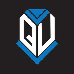 QU letter logo design on black background. QU creative initials letter logo concept. QU letter design.
