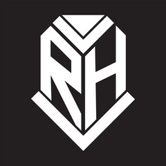 RH letter logo design on black background. RH creative initials letter logo concept. RH letter design.
