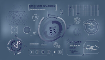 Set of infographic elements about virtual reality drone control.