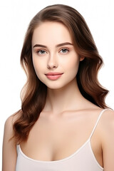 Naklejka premium Beauty woman healthy clean skin beautiful female young model isolated on white