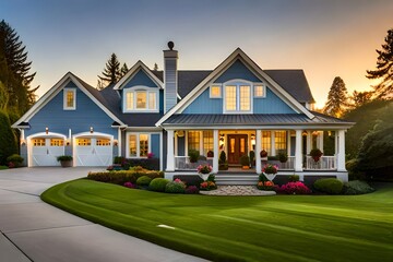 A Beautiful House with Lawn
