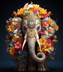 Adorable 3D Ganesha A Cute Illustration - obrazy, fototapety, plakaty