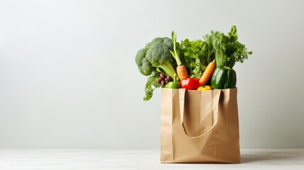 A shopping bag containing organic and vegan food products