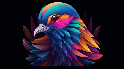 a hip colorful Dove head design with a futuristic feel.Generative AI