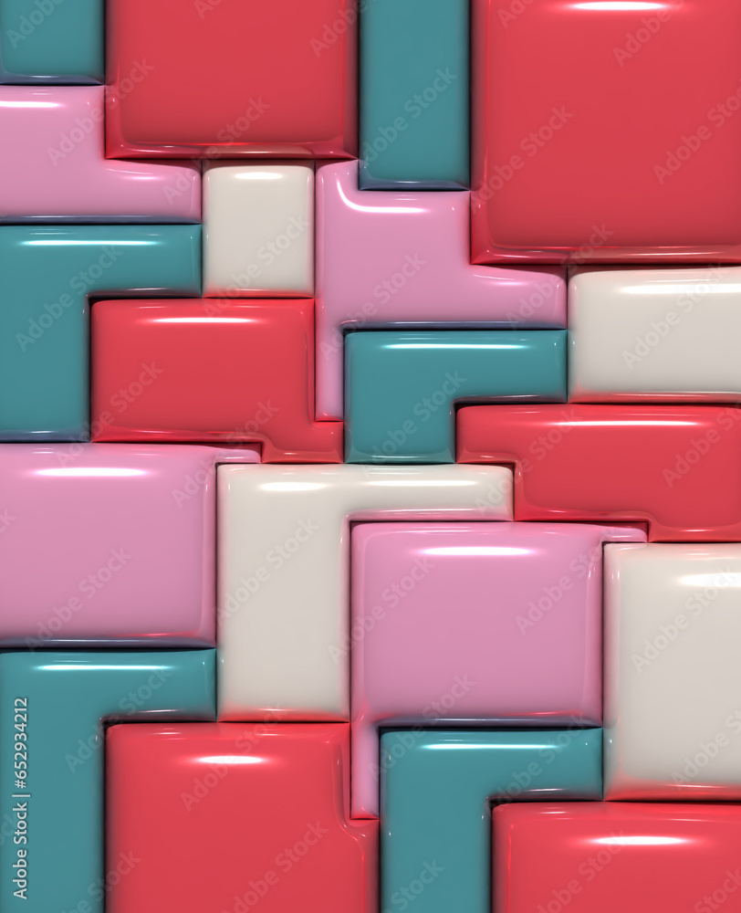 Poster abstract background with inflated figures, 3d rendering illustration