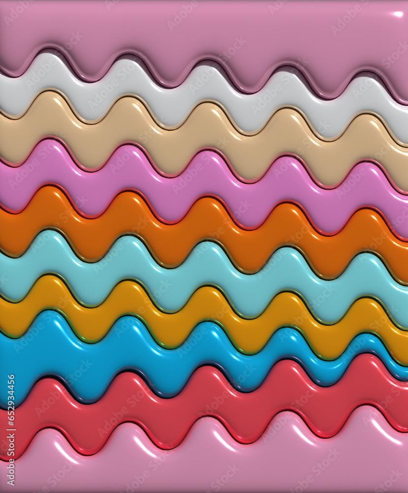 Poster soft inflate shiny lines, 3d rendering illustration