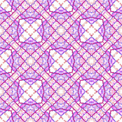 Pink, Purple Watercolor Intricate Geometric, Vector Seamless Repeating Pattern