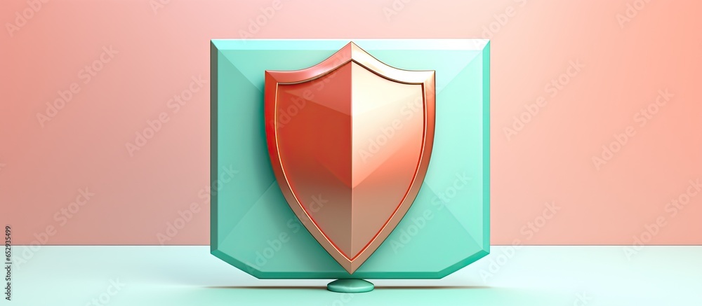 Aufkleber checkmark icon displayed on a minimalist shielded by a pastel abstract background