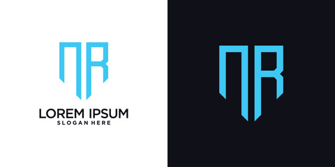 Monogram logo design initial letter n combined with shield element and creative concept