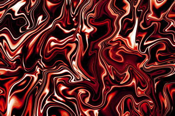 Liquid metal crimson dark red caramel aluminum shiny luxury metallic abstract wave texture as decoration ornament and wallpaper	