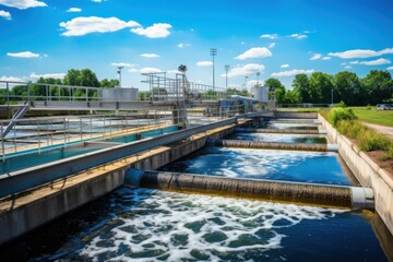 A wastewater treatment plant with a powerful water flow - 652936621