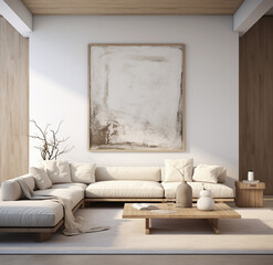 contemporary living room with neutral white decors