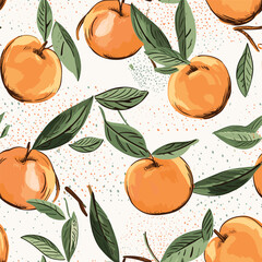 Vector seamless sketch pattern with peaches. Trendy hand drawn textures. Modern abstract design for paper, cover, fabric, interior decor and other users.