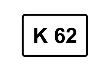 Illustration eines Kreisstraßenschildes der K 62 in Deutschland