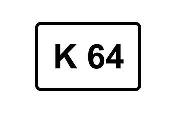 Illustration eines Kreisstraßenschildes der K 64 in Deutschland