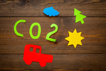 Global warming and climate change concept with paper word CO2