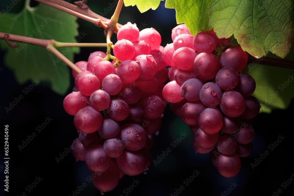 Aufkleber a cluster of ripe red grapes hanging from a vine. perfect for wine enthusiasts or food and beverage-
