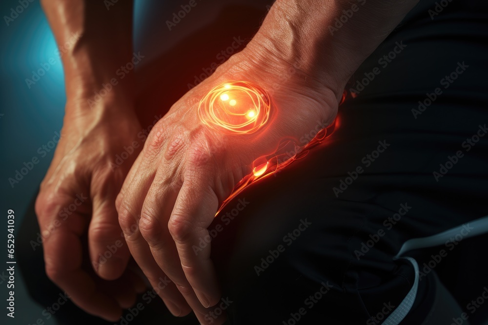 Poster a man is pictured holding his hand with a glowing light. this image can be used to represent power, 