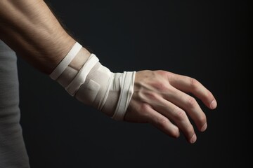 A man with bandages on his arm and wrist. Suitable for medical or injury-related content.