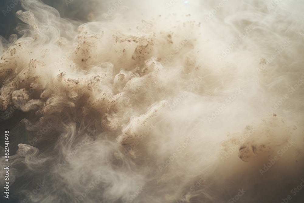 Poster A close up view of a cloud of smoke. This image can be used to depict various concepts such as pollution, fire, mystery, or creativity.