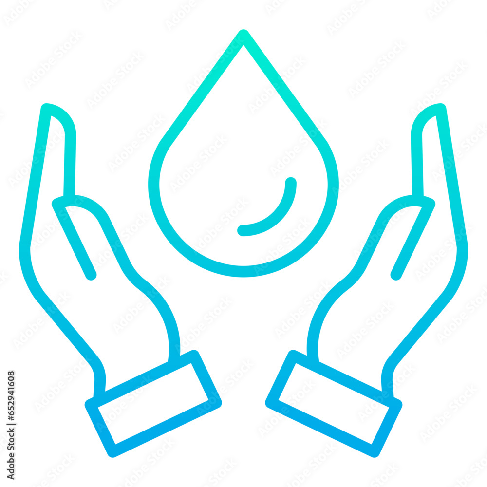 Sticker outline gradient save water icon