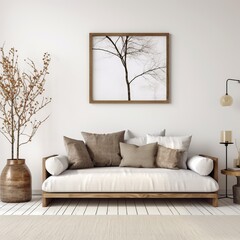 Contemporary living room with sofa interior design. AI generated image